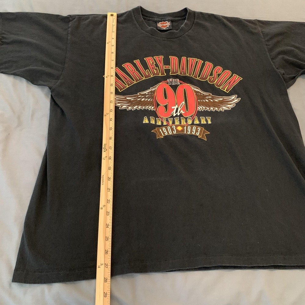 VTG Harley-Davidson Shirt Mens XL Black 90th Anniversary 1903 1993 USA Germany - Picture 6 of 9